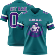 Laden Sie das Bild in den Galerie-Viewer, Custom Teal Purple-White Authentic Football Jersey
