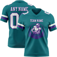 Load image into Gallery viewer, Custom Teal White-Purple Authentic Football Jersey