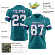 Load image into Gallery viewer, Custom Teal White-Purple Authentic Football Jersey