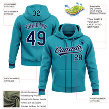 Load image into Gallery viewer, Custom Stitched Teal Navy-White Baseball Pullover Sweatshirt Hoodie