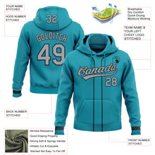 Load image into Gallery viewer, Custom Stitched Teal Gray-Black Baseball Pullover Sweatshirt Hoodie