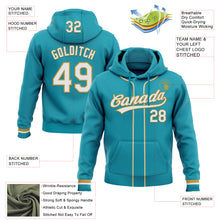 Load image into Gallery viewer, Custom Stitched Teal White-Old Gold Baseball Pullover Sweatshirt Hoodie