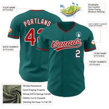 Load image into Gallery viewer, Custom Teal Red-White Authentic Baseball Jersey