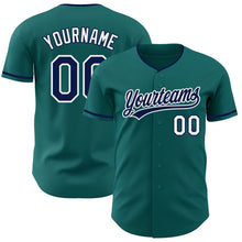 Laden Sie das Bild in den Galerie-Viewer, Custom Teal Navy-White Authentic Baseball Jersey