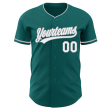 Загрузить изображение в средство просмотра галереи, Custom Teal White-Gray Authentic Baseball Jersey