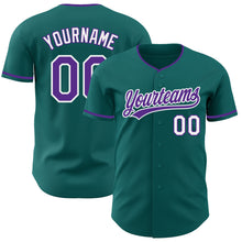 Laden Sie das Bild in den Galerie-Viewer, Custom Teal Purple-White Authentic Baseball Jersey