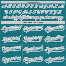 Load image into Gallery viewer, Custom Teal Gray-White Authentic Baseball Jersey