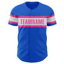 Load image into Gallery viewer, Custom Thunder Blue White-Pink Authentic Baseball Jersey