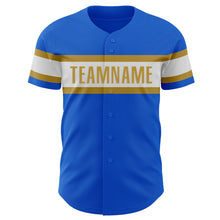 Load image into Gallery viewer, Custom Thunder Blue White-Old Gold Authentic Baseball Jersey