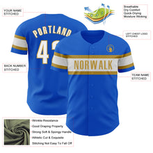 Load image into Gallery viewer, Custom Thunder Blue White-Old Gold Authentic Baseball Jersey