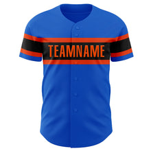 Load image into Gallery viewer, Custom Thunder Blue Orange-Black Authentic Baseball Jersey