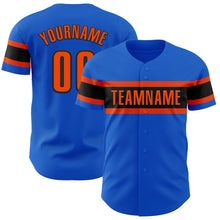 Load image into Gallery viewer, Custom Thunder Blue Orange-Black Authentic Baseball Jersey