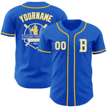 Laden Sie das Bild in den Galerie-Viewer, Custom Thunder Blue White-Yellow Authentic Baseball Jersey