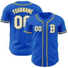Laden Sie das Bild in den Galerie-Viewer, Custom Thunder Blue White-Yellow Authentic Baseball Jersey