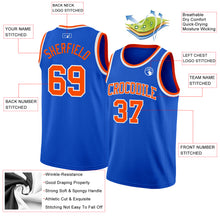 Charger l'image dans la galerie, Custom Thunder Blue Orange-White Authentic Basketball Jersey