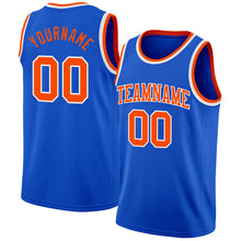 Charger l'image dans la galerie, Custom Thunder Blue Orange-White Authentic Basketball Jersey
