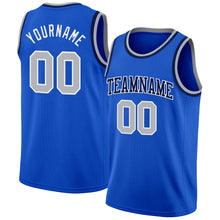 Charger l'image dans la galerie, Custom Thunder Blue Gray White-Navy Authentic Basketball Jersey