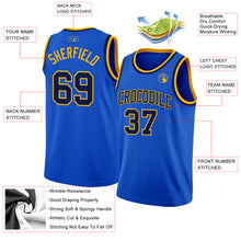 Charger l'image dans la galerie, Custom Thunder Blue Navy-Gold Authentic Basketball Jersey
