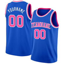 Charger l'image dans la galerie, Custom Thunder Blue Pink-White Authentic Basketball Jersey