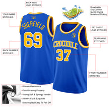 Charger l'image dans la galerie, Custom Thunder Blue Gold-White Authentic Basketball Jersey