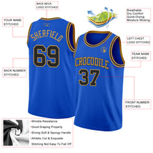 Charger l'image dans la galerie, Custom Thunder Blue Black-Old Gold Authentic Basketball Jersey