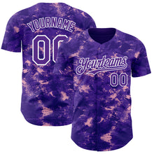 Laden Sie das Bild in den Galerie-Viewer, Custom Tie Dye Purple-White 3D Authentic Baseball Jersey
