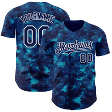 Загрузить изображение в средство просмотра галереи, Custom Tie Dye Navy-White 3D Authentic Baseball Jersey