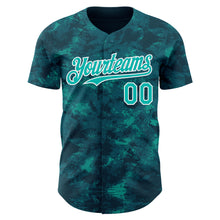 Загрузить изображение в средство просмотра галереи, Custom Tie Dye Aqua-White 3D Authentic Baseball Jersey