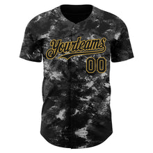 Laden Sie das Bild in den Galerie-Viewer, Custom Tie Dye Black-Old Gold 3D Authentic Baseball Jersey