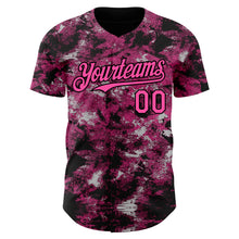 Laden Sie das Bild in den Galerie-Viewer, Custom Tie Dye Pink-Black 3D Authentic Baseball Jersey