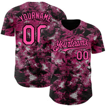 Laden Sie das Bild in den Galerie-Viewer, Custom Tie Dye Pink-Black 3D Authentic Baseball Jersey