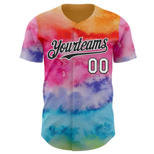 Laden Sie das Bild in den Galerie-Viewer, Custom Tie Dye White-Black Shibori Pattern Authentic Baseball Jersey