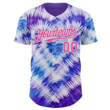 Laden Sie das Bild in den Galerie-Viewer, Custom Tie Dye Pink-White Shibori Pattern Authentic Baseball Jersey