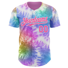 Laden Sie das Bild in den Galerie-Viewer, Custom Tie Dye Pink-White Shibori Pattern Authentic Baseball Jersey
