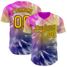 Load image into Gallery viewer, Custom Tie Dye Gold-Black Shibori Pattern Authentic Baseball Jersey
