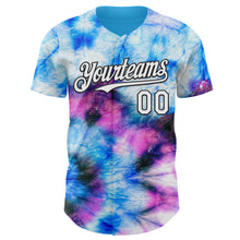 Load image into Gallery viewer, Custom Tie Dye White-Black Shibori Pattern Authentic Baseball Jersey