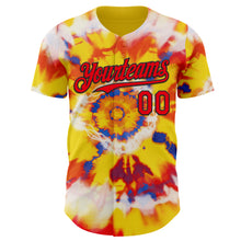 Load image into Gallery viewer, Custom Tie Dye Fire Red-Black Shibori Pattern Authentic Baseball Jersey