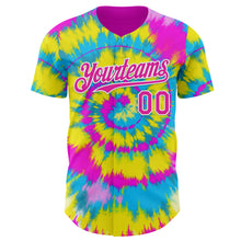 Load image into Gallery viewer, Custom Tie Dye Deep Pink-White Shibori Pattern Authentic Baseball Jersey