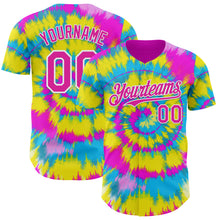 Load image into Gallery viewer, Custom Tie Dye Deep Pink-White Shibori Pattern Authentic Baseball Jersey
