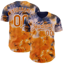 Charger l'image dans la galerie, Custom Tie Dye Texas Orange-White Shibori Pattern Authentic Baseball Jersey
