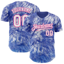 Laden Sie das Bild in den Galerie-Viewer, Custom Tie Dye White-Pink Shibori Pattern Authentic Baseball Jersey