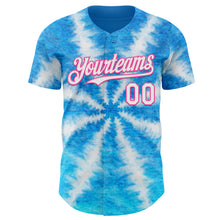 Laden Sie das Bild in den Galerie-Viewer, Custom Tie Dye White-Pink Shibori Pattern Authentic Baseball Jersey