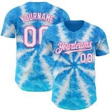 Laden Sie das Bild in den Galerie-Viewer, Custom Tie Dye White-Pink Shibori Pattern Authentic Baseball Jersey