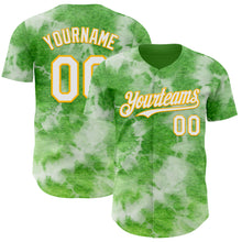 Laden Sie das Bild in den Galerie-Viewer, Custom Tie Dye White-Gold Shibori Pattern Authentic Baseball Jersey