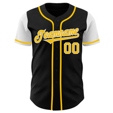 Load image into Gallery viewer, Custom Black Gold-White Authentic Two Tone Baseball Jersey
