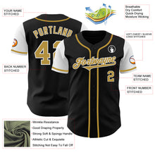 Load image into Gallery viewer, Custom Black Old Gold-White Authentic Two Tone Baseball Jersey
