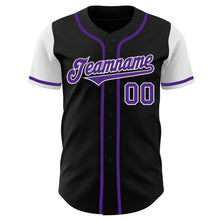 Load image into Gallery viewer, Custom Black Purple-White Authentic Two Tone Baseball Jersey