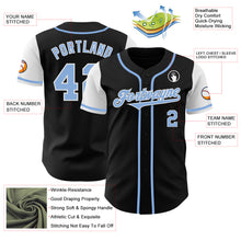 Load image into Gallery viewer, Custom Black Light Blue-White Authentic Two Tone Baseball Jersey