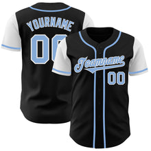 Load image into Gallery viewer, Custom Black Light Blue-White Authentic Two Tone Baseball Jersey