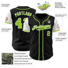 Load image into Gallery viewer, Custom Black Neon Green-White Authentic Two Tone Baseball Jersey